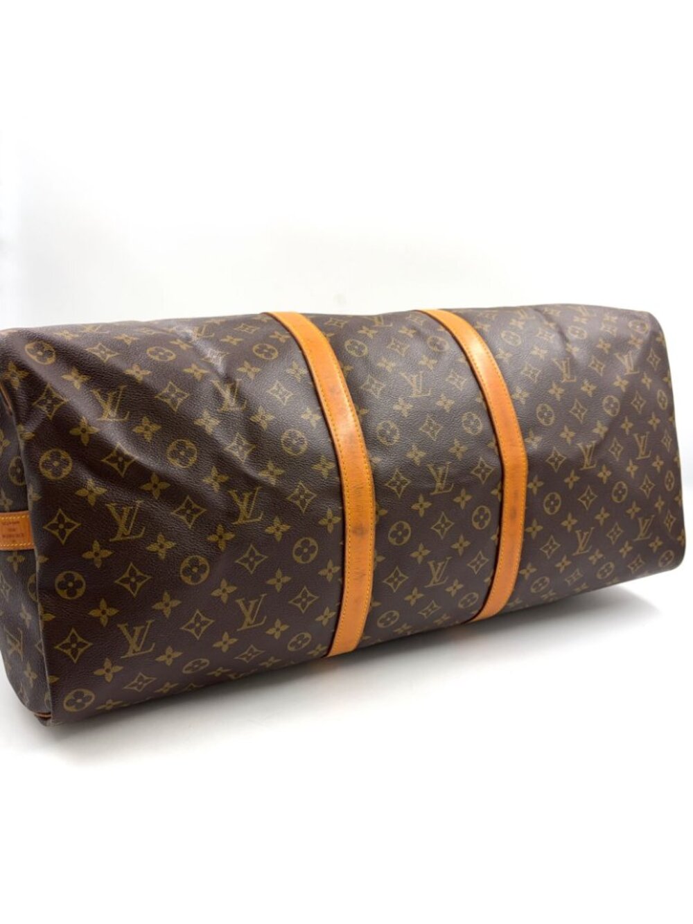 Louis Vuitton Keepall Bandouliere 60 Monogram Leather Brown Boston Bag Gold - Picture 12 of 15